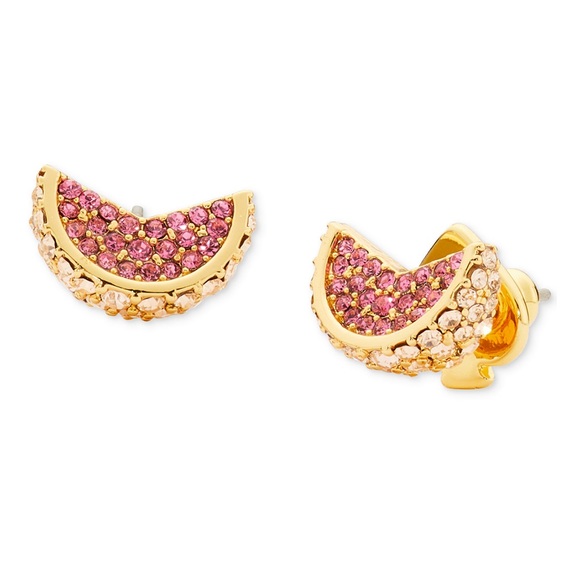$58 Kate Spade Fruit Salad Pave Grapefruit Gold Pink mini Stud Earrings - Picture 3 of 6